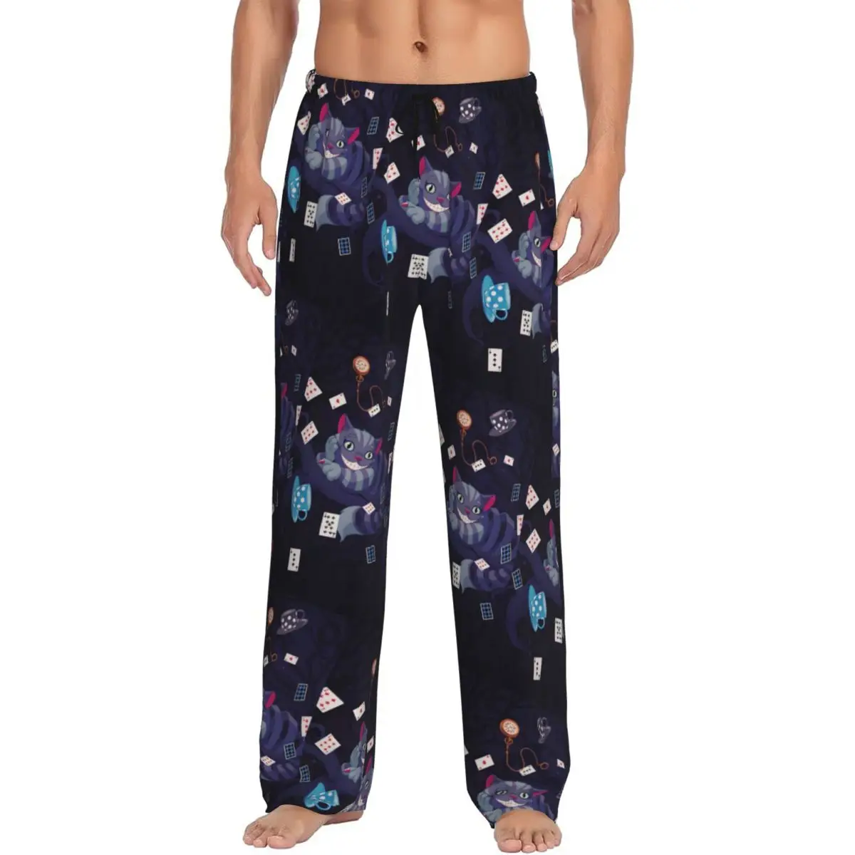 

Custom Print Alice In Wonderland Pajama Pants Men Cartoons Sleep Sleepwear Bottoms with Pockets