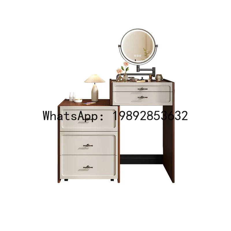 LYY Dresser Makeup Table Bedside Table Integrated Small Apartment Solid Wood Dressing Table Extendable 50cm Storage