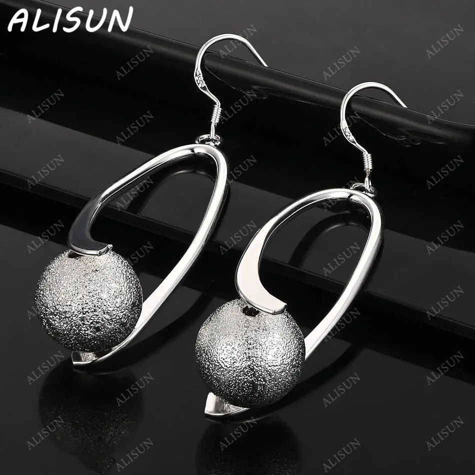 

ALISUN 925 Sterling Silver Frosted Beads Earrings Drop Earrings For Women Charm Trend Birthday Gifts Fashion Party Fine Jewelry