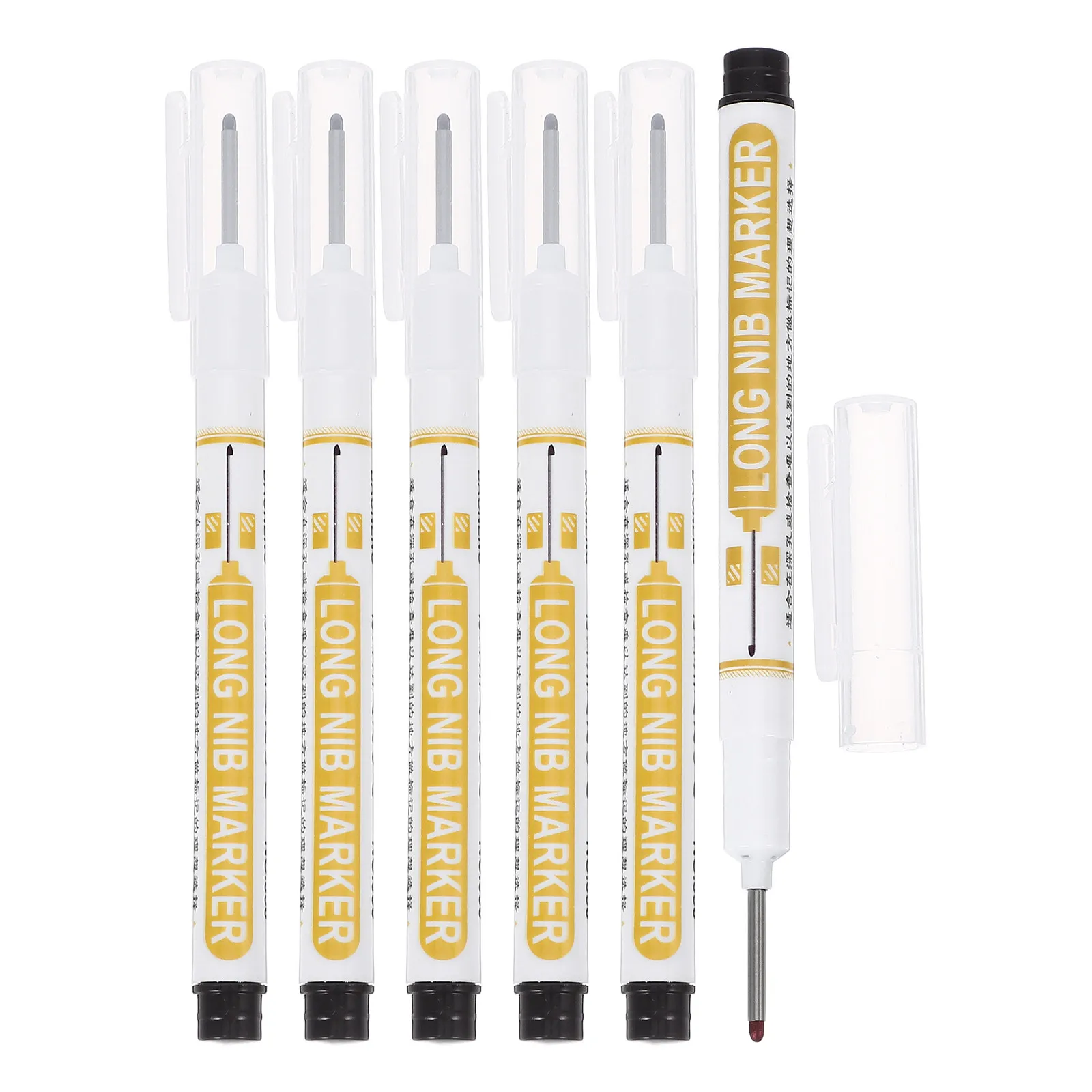 

Набор из 6 маркеров для строительных работ и деревообработки, маркеры для плотников, инструменты для разметки мебели и дерева, маркеры с длинным наконечником для точной глубокой разметки