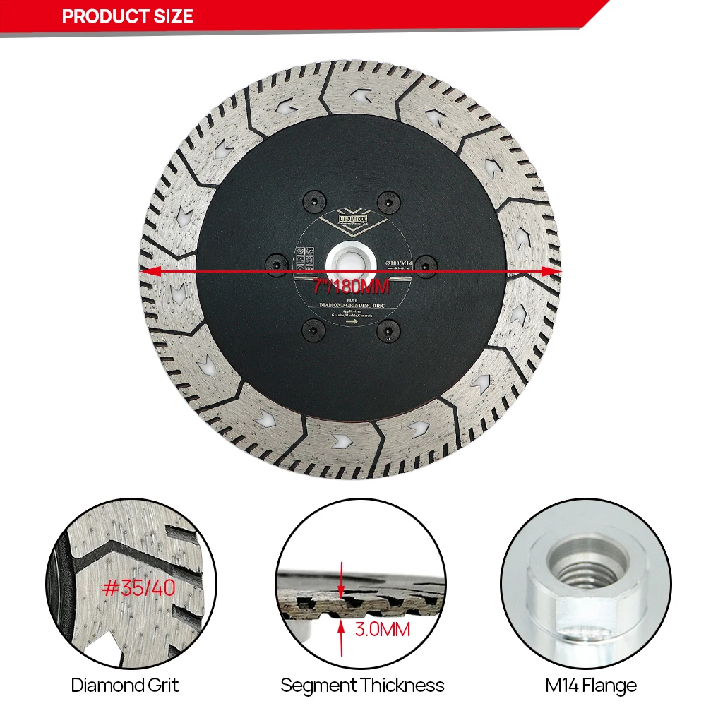 DT-DIATOOL 1 Stück 180/230 mm Diamant-Trennscheibe Sinter doppelseitiges Sägeblatt für Granit, Marmor, Beton, Ziegel, Schleifscheibe