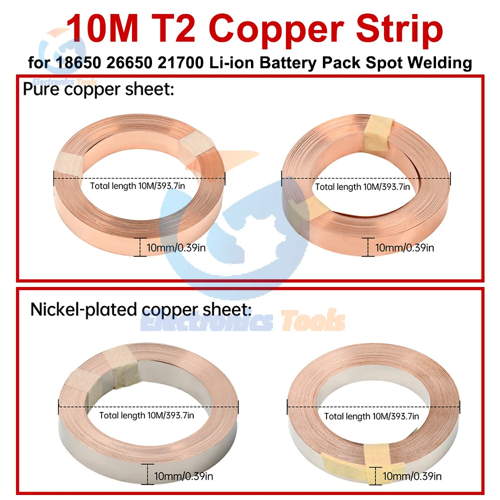 10M T2 Spot Welding Strip High Pure Copper Strip/Nickel Plated Copper Strip for 18650 21700 Battery Pack Processing Material
