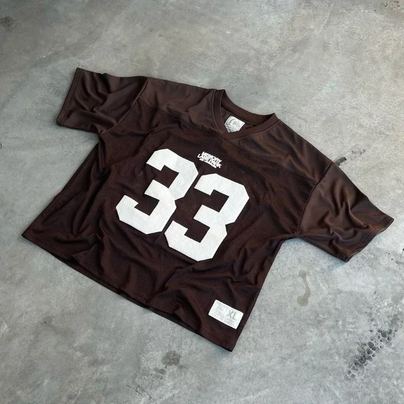 Y2K T Shirt Breathable vintage Mesh Jersey Quick Dry Oversized T Shirt Men Women Streetwear loose jersey Football Short Sleeve