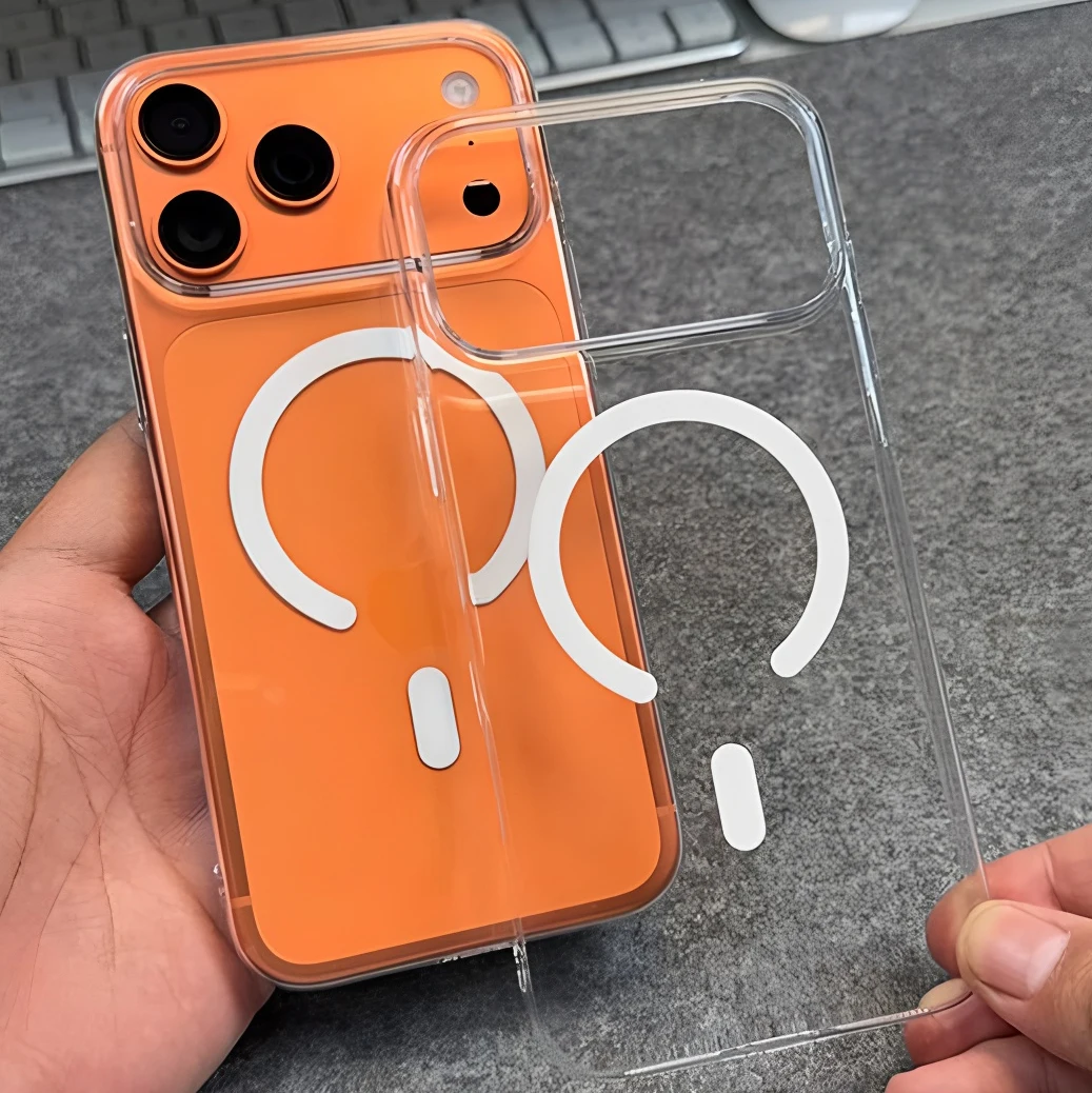 

Transparent Magnetic Case For iPhone 17 16 15 Pro Max 14 Plus Wireless Charge Cover 13 12 Mini 17 Air Magsafe Protection Case