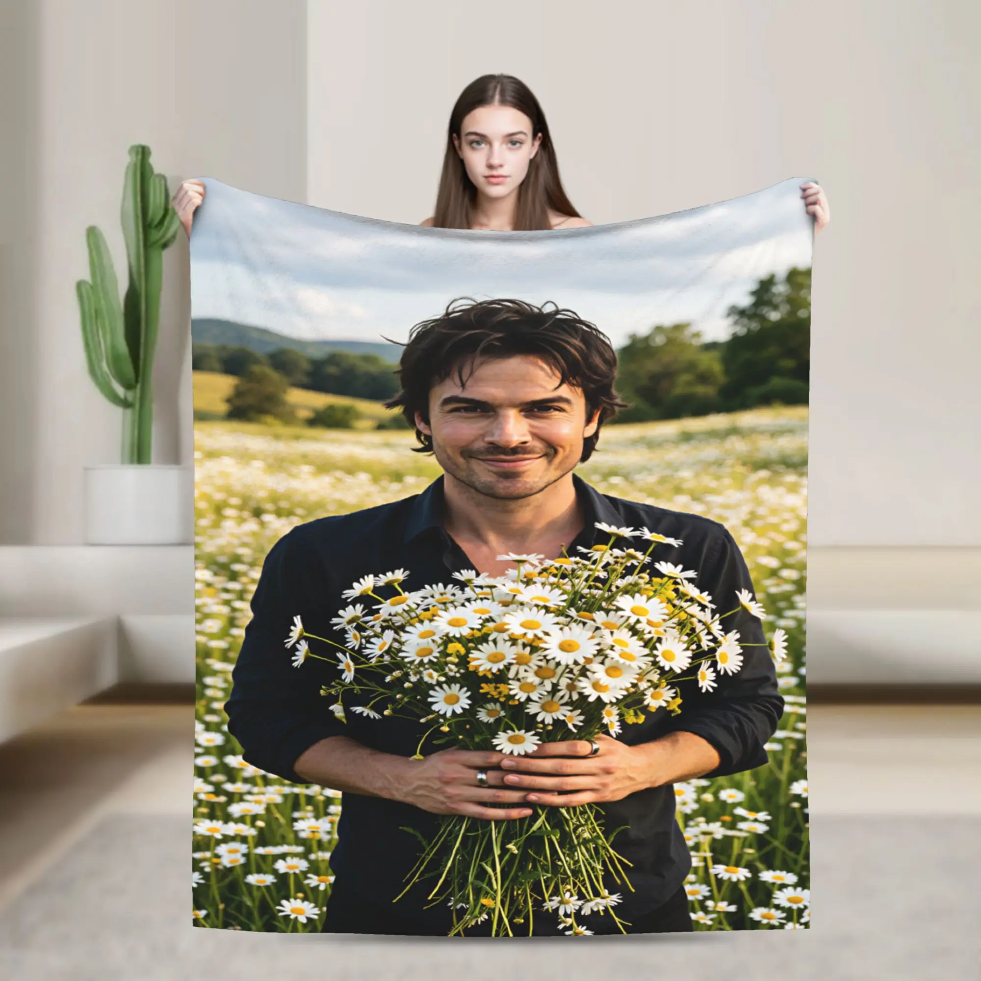 Ian Somerhalder Flannel Blanket  Super Soft Throw Blanket for Bedroom Decorative Graphic Bedspread Sofa Bed Cover