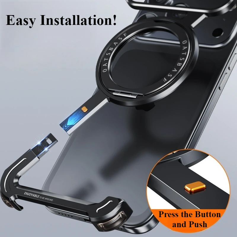 Oatsbasf Phone Case for iPhone 17 Pro/Pro Max/17/Air with 360° Rotatable Stand Metal Frameless Magsafe Protective Shockproof