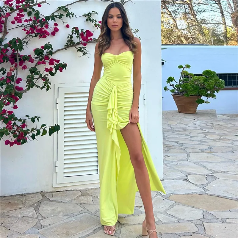 

Women's Autumn and Winter New Fashion Halter Neck Slit Neck Slit Slim Dress Women's Tight Club Party Long Dress Vestidos