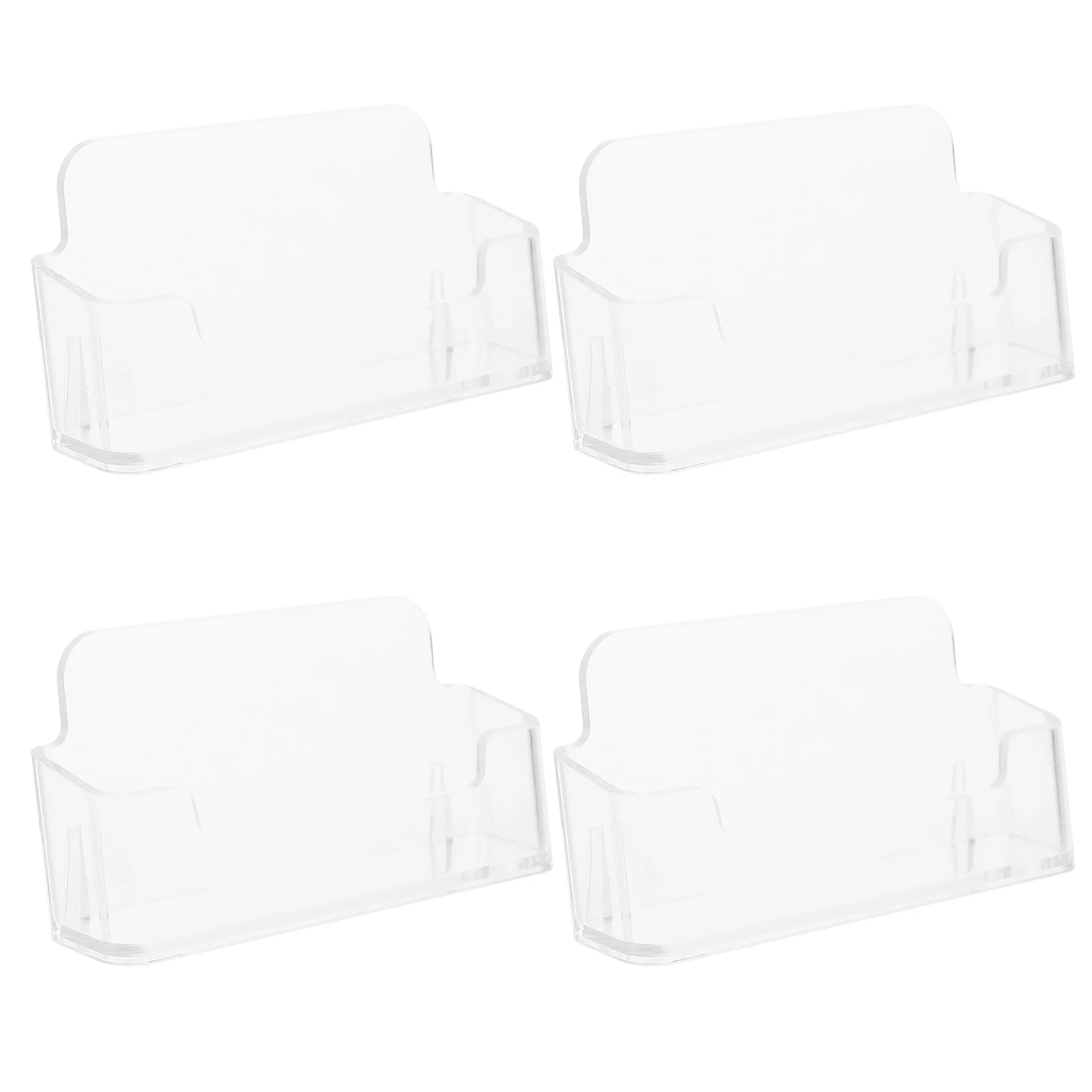 4 Pcs Transparent Business Card Holder Index Desktop Cards Storage Shelves Office Acrylic Organizer