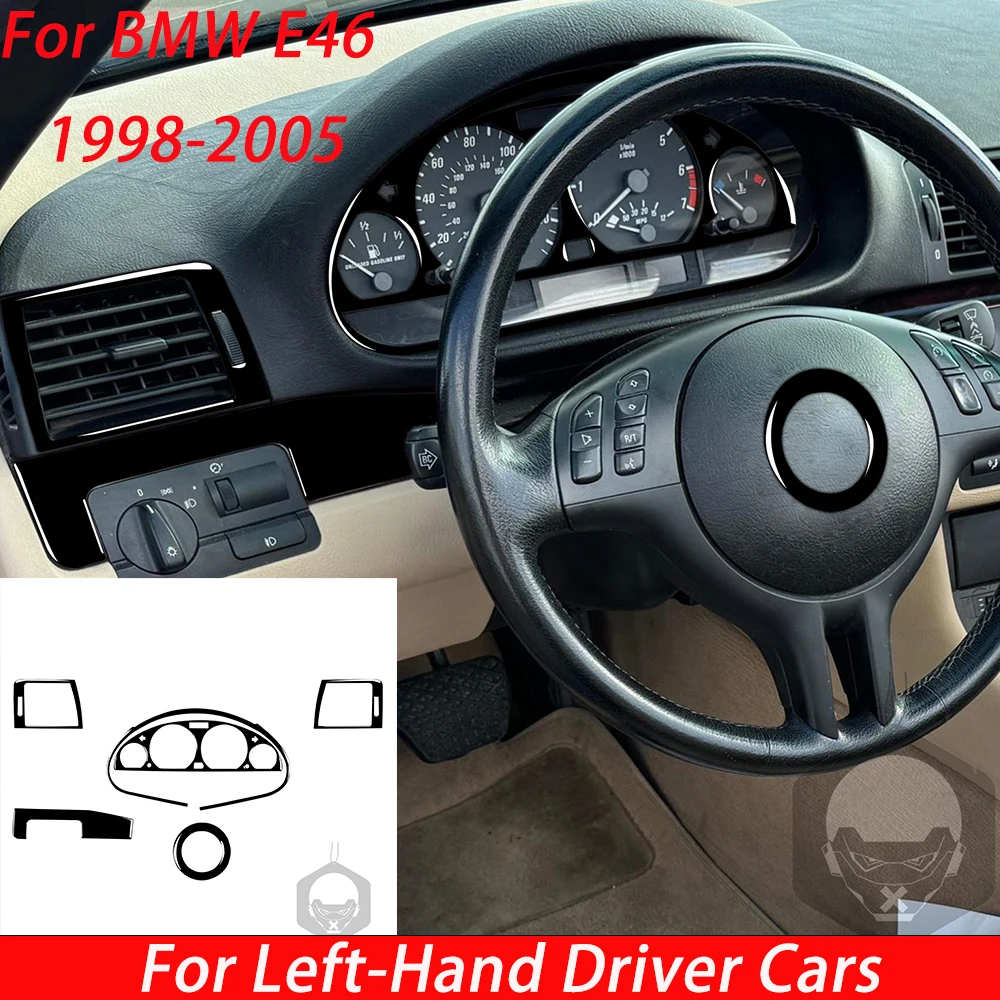 For BMW E46 1998--2005 Black Carbon Fiber Steering Wheel Kit Car Interiors Accessories Modifications Decorations Stickers
