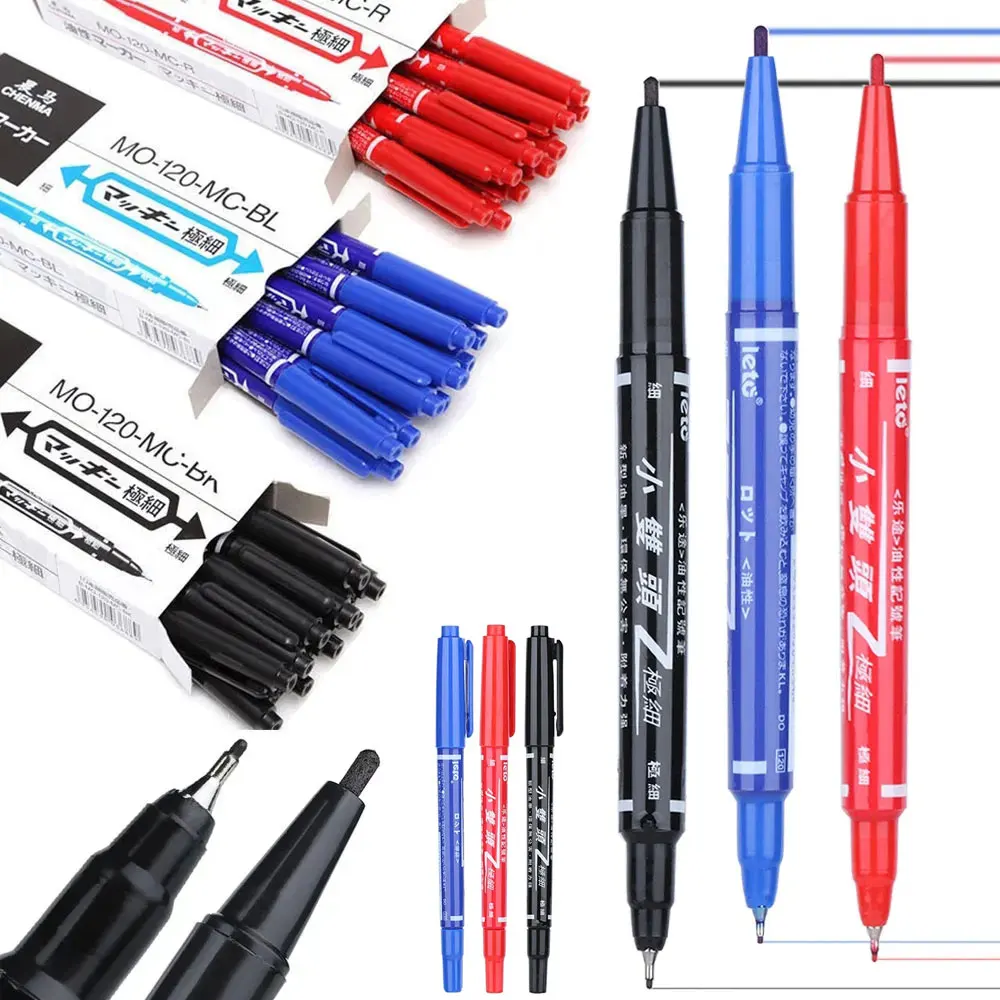 

1/3/5/10Pcs Tattoo Marker Pen Black Red Blue Dual Skin Markers Scribe 0.5mm Tattoo Piercing Positioning Marking Pen Tool