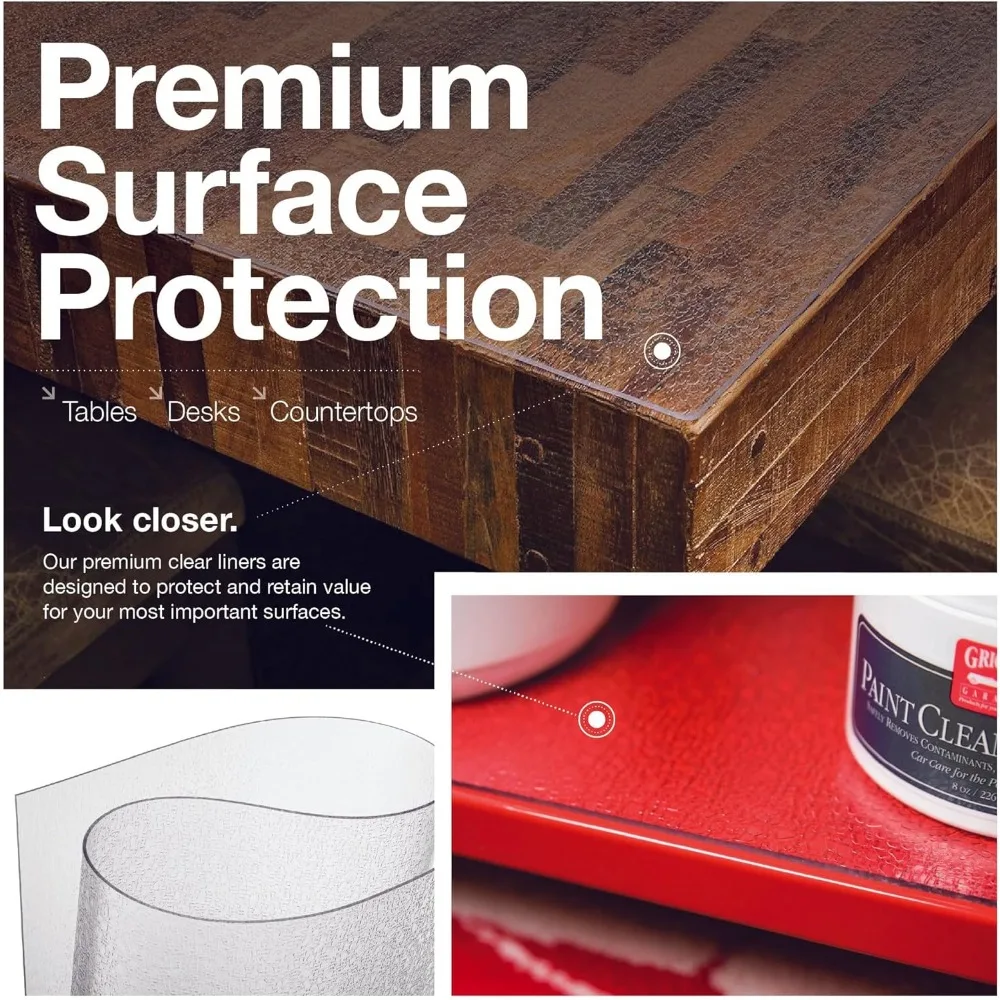 واقي طاولة سميك من الفينيل الشفاف، مقاس 42 × 78، آمن لطاولات المطبخ الخشبية، مصنوع في الولايات المتحدة الأمريكية، متين وواقي