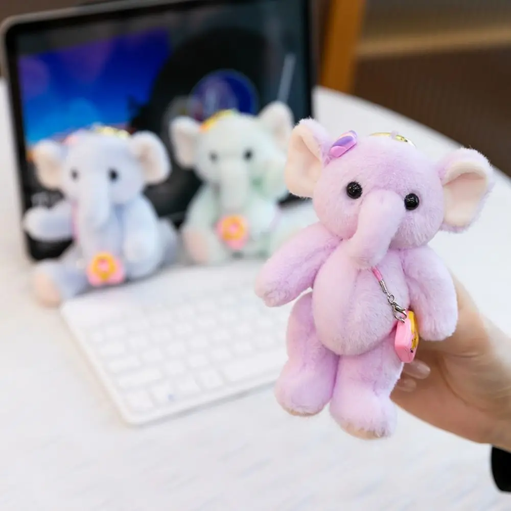 Pingente de Mochila de Elefante de Desenho Animado Anti-perda com Bolsa de Ombro, Brinquedo de Pelúcia de Elefante de 15cm, Chaveiro de Pelúcia de Elefante Fofo