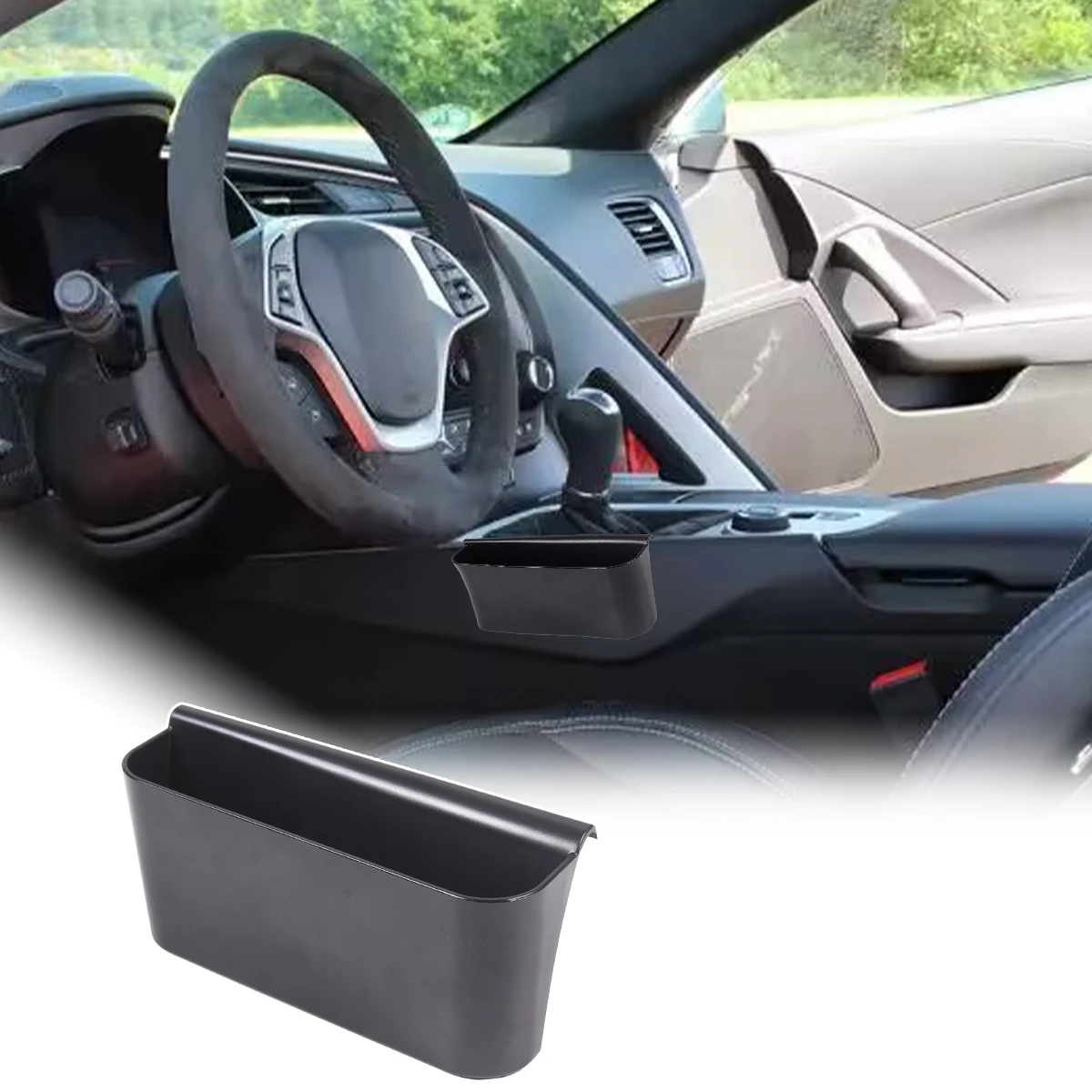 

For Chevrolet Corvette C7 2014-2019 Central Console Gear Shift Panel Side Storage Box Holder Tray Car Stowing Tidying Accessory