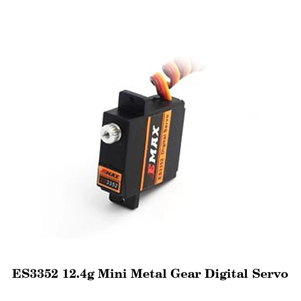 EMAX-Mini Servo analógico de engranaje de Metal para planeador de Avión RC, ES3302, 12,4g, ES3352, 12,4g