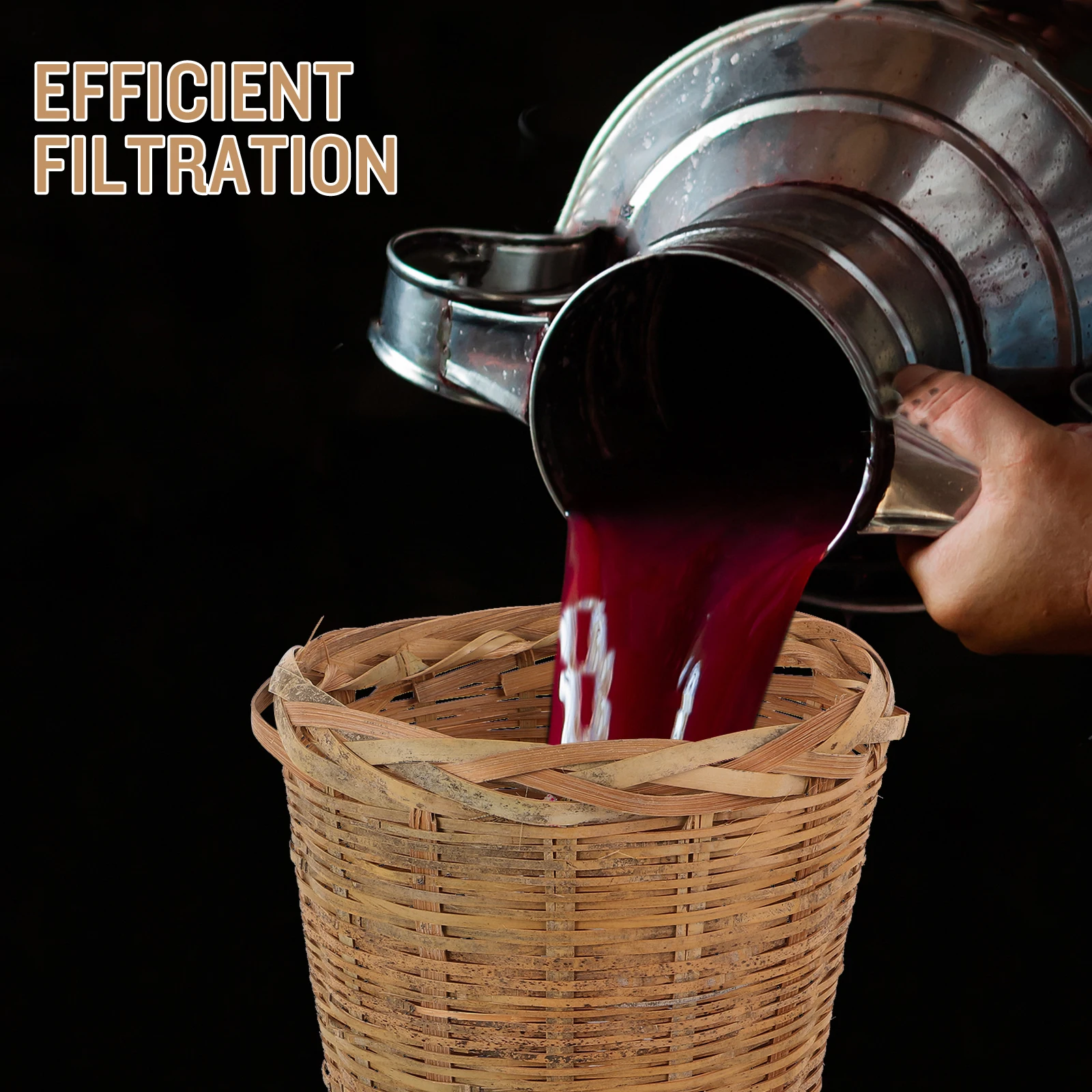 

Wine Basket Filter Kitchen Food Colanders Bamboo Hand-woven Manual Baskets with Handles