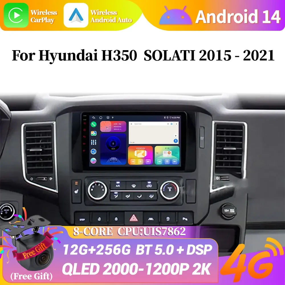 Android 14 For Hyundai H350  SOLATI 2015-2021 2DIN Car Radio Navigation GPS WIFI Multimedia Wireless Carplay Stereo Screen 4G