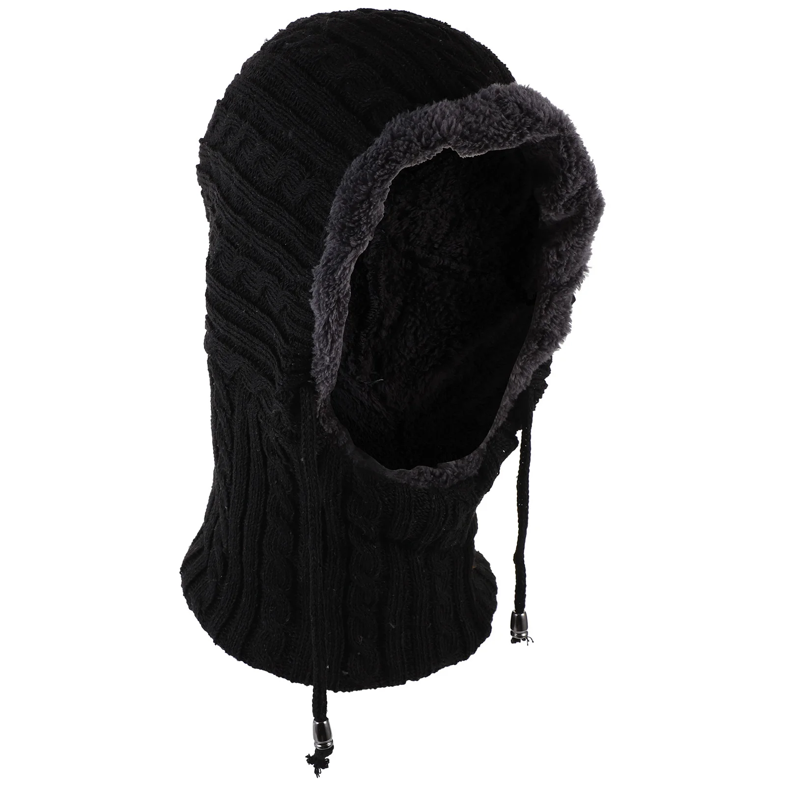 

Unisex Winter Thickened Knitted Ski Cycling Hat Black One Size Fits Most Neck Warmer Scarf Hat Outdoor Warm Cap