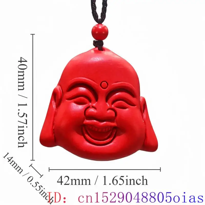 Red Cinnabar Maitreya Buddha Pendant Charm Designer Gift Men Vintage Natural Jewelry Chinese Carved Real Talismans