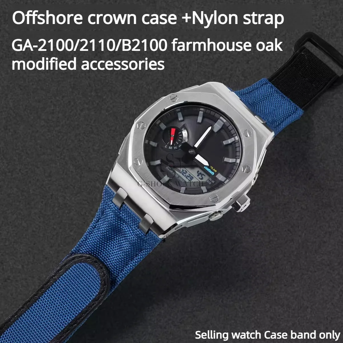 

GA2100 Нейлоновый ремешок + металлический корпус для Casio G-SHOCK GA-2110 GA-B2100 GA-2100, обновленный безель из нержавеющей стали, нейлоновый кожаный ремешок для часов