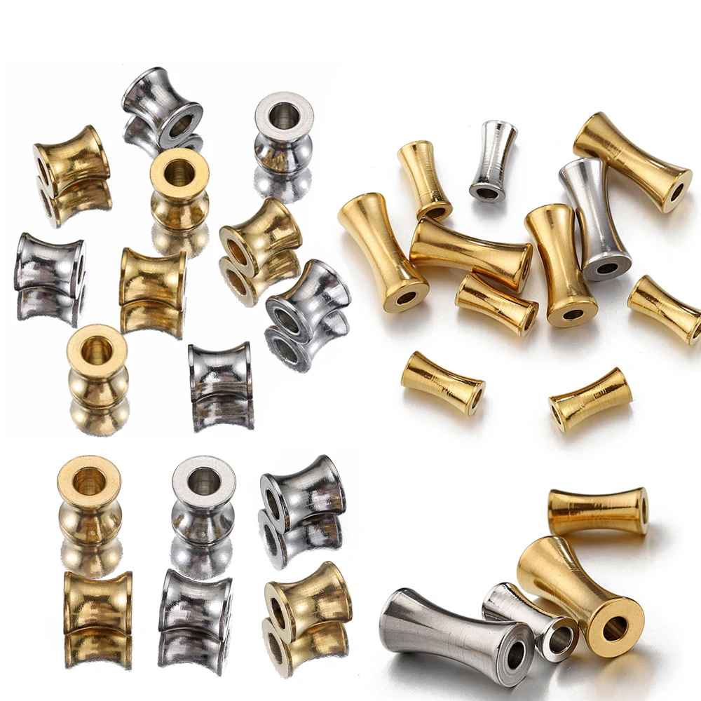 10pcs Stainless Steel Loose Spacer Tube Beads Barrel Drum Charms Pendants for Necklace Bracelet Jewelry Making DIY Handmade