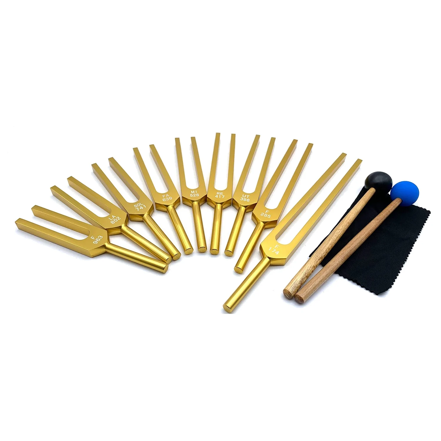 

Tuning Fork Set - 9 Tuning Forks for Healing Chakra Sound Therapy Keep Body Mind and Spirit in Perfect Harmony- Gold