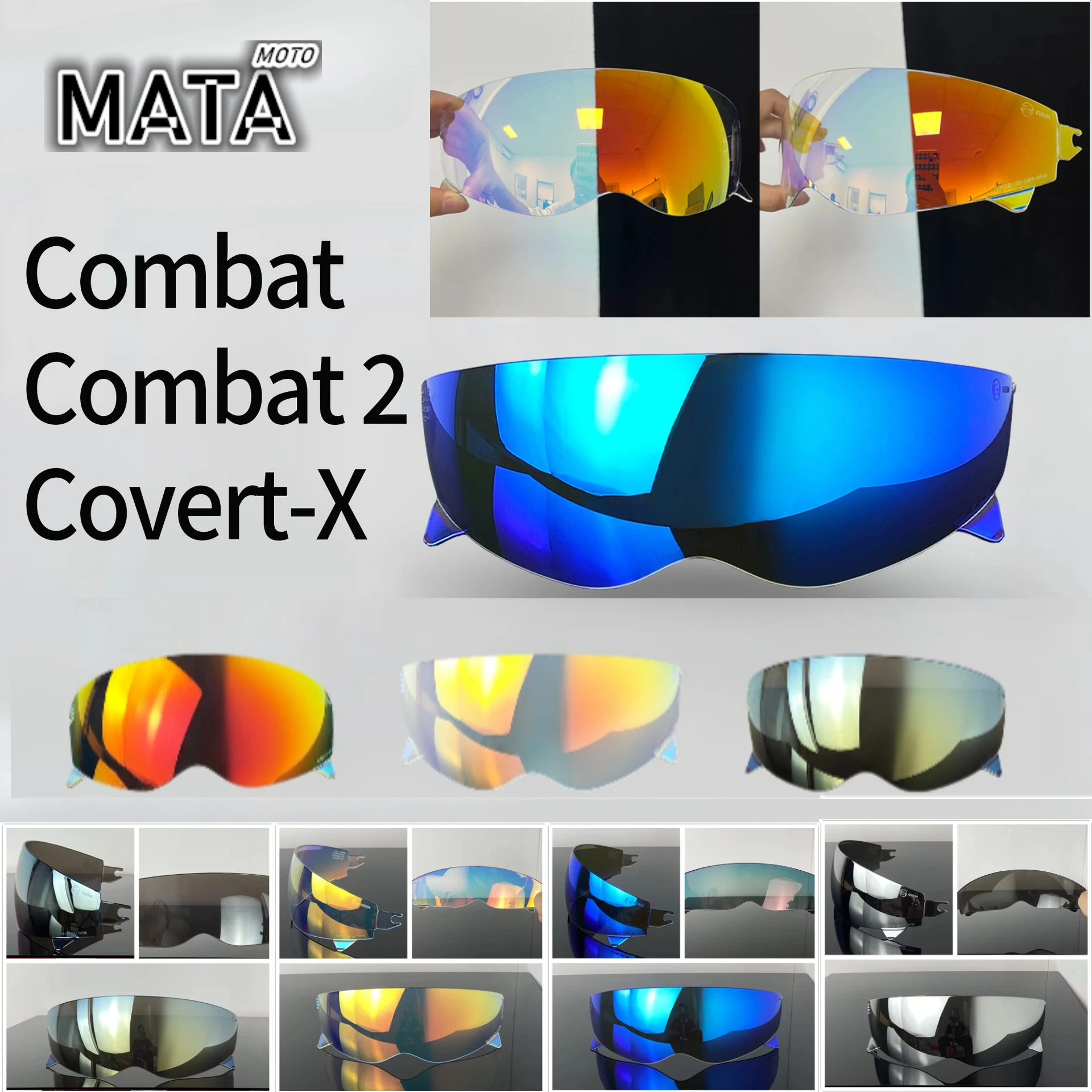 Visière de casque Covert-X pour Scorpion EXO Combat Combat 2, protection faciale, pare-brise moto, protection UV, remplacement durable