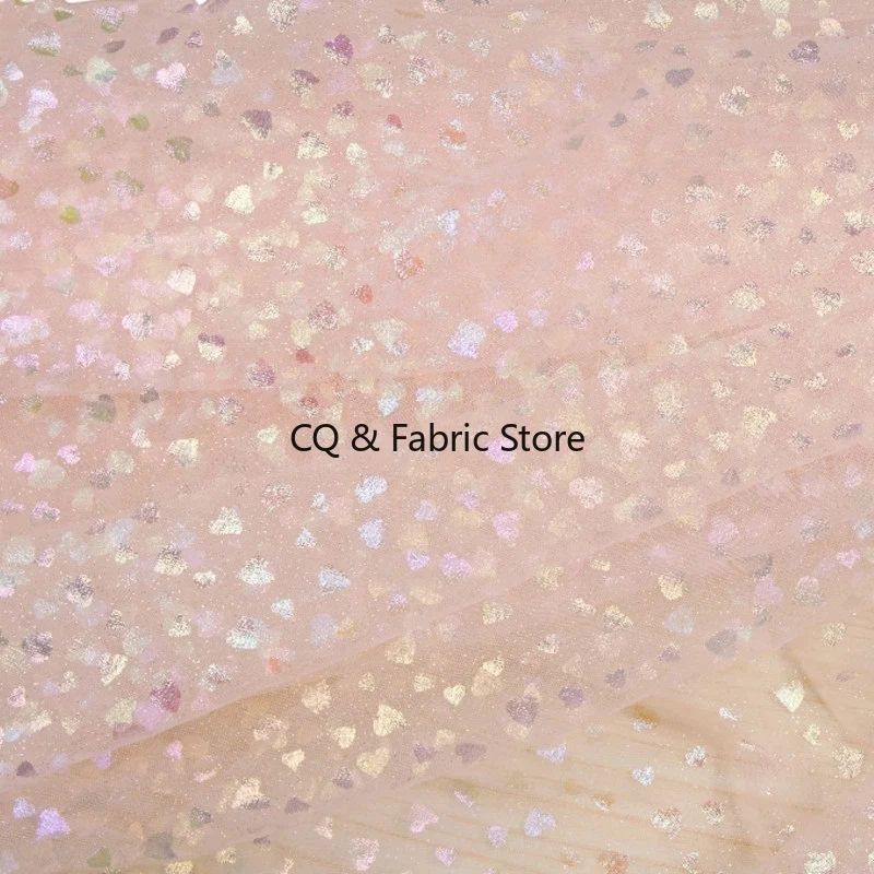 

Качественная переливающаяся бронзовая тюлевая ткань с сердечками, сетчатая ткань для платья, свадебных платьев, юбки, декора, подвора