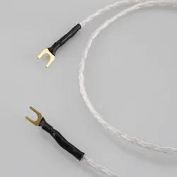 6 Cores Braid 5N Sterling Pure Silver LP Vinyl Audiophile Hifi Audio Cable Amplifier Ground Wire Male To Male Red Copper Y Plug