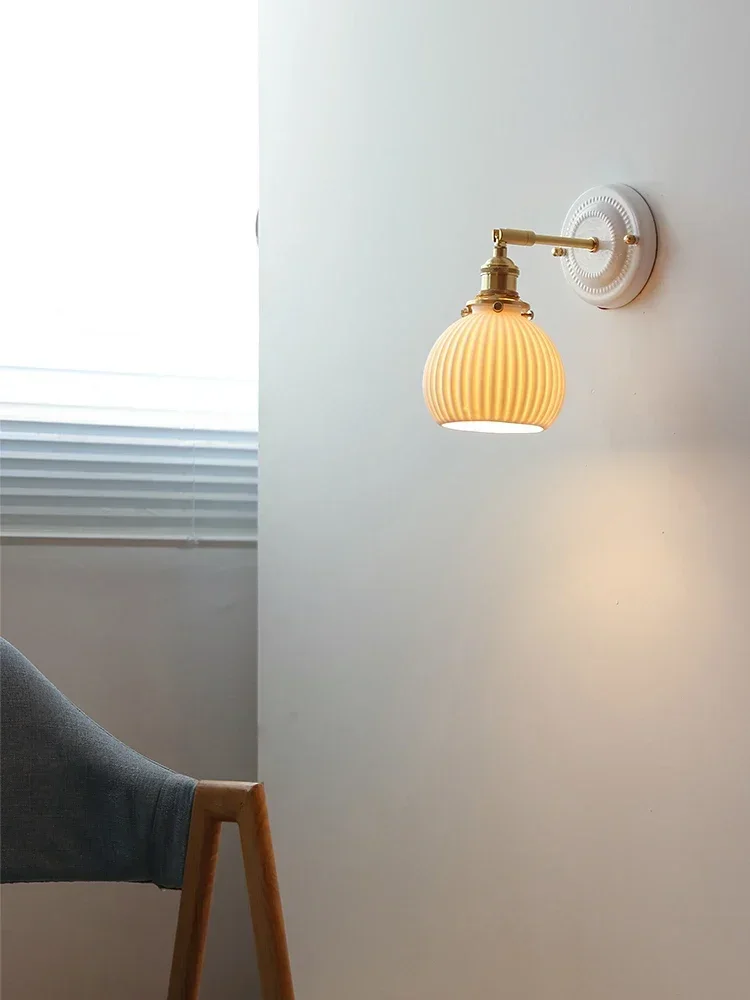 

2023 New Ceramic Copper LED Wall Lamp Stylish Sconce for Bedroom Bathroom Mirror Stair Indoor Decor