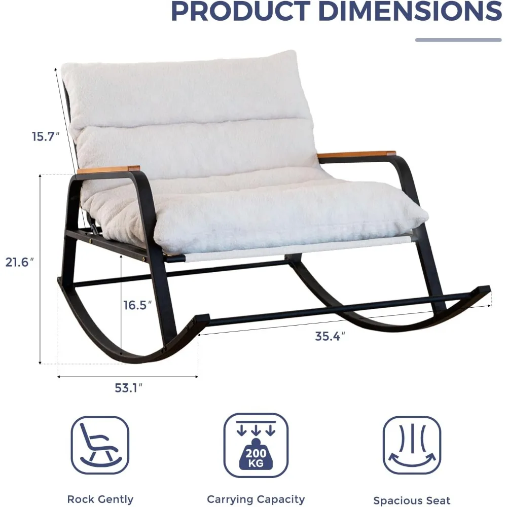 كرسي هزاز منجد وواسع للغاية من MaxyoYo مع مسند ظهر قابل للتعديل وميزة استلقاء مزلق، كرسي حديث