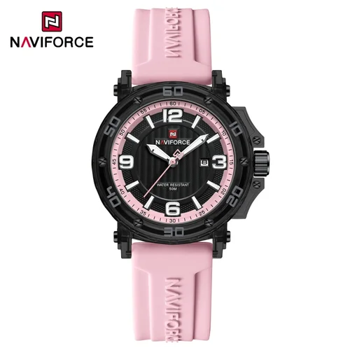 Imagen 1 del producto NAVIFORCE reloj de cuarzo para mujer, calendario informal a la moda, puntero luminoso, correa de silicona resistente al agua hasta 5ATM, reloj de regalo para mujer