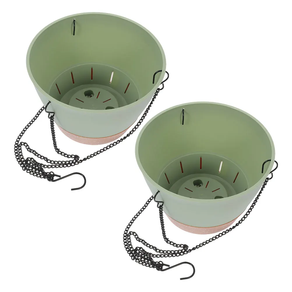 

2Pcs Hanging Flower Pots Planters Basket Iron Chain Container Plastic Garden Balcony Decor Durable PP Material Easy Install
