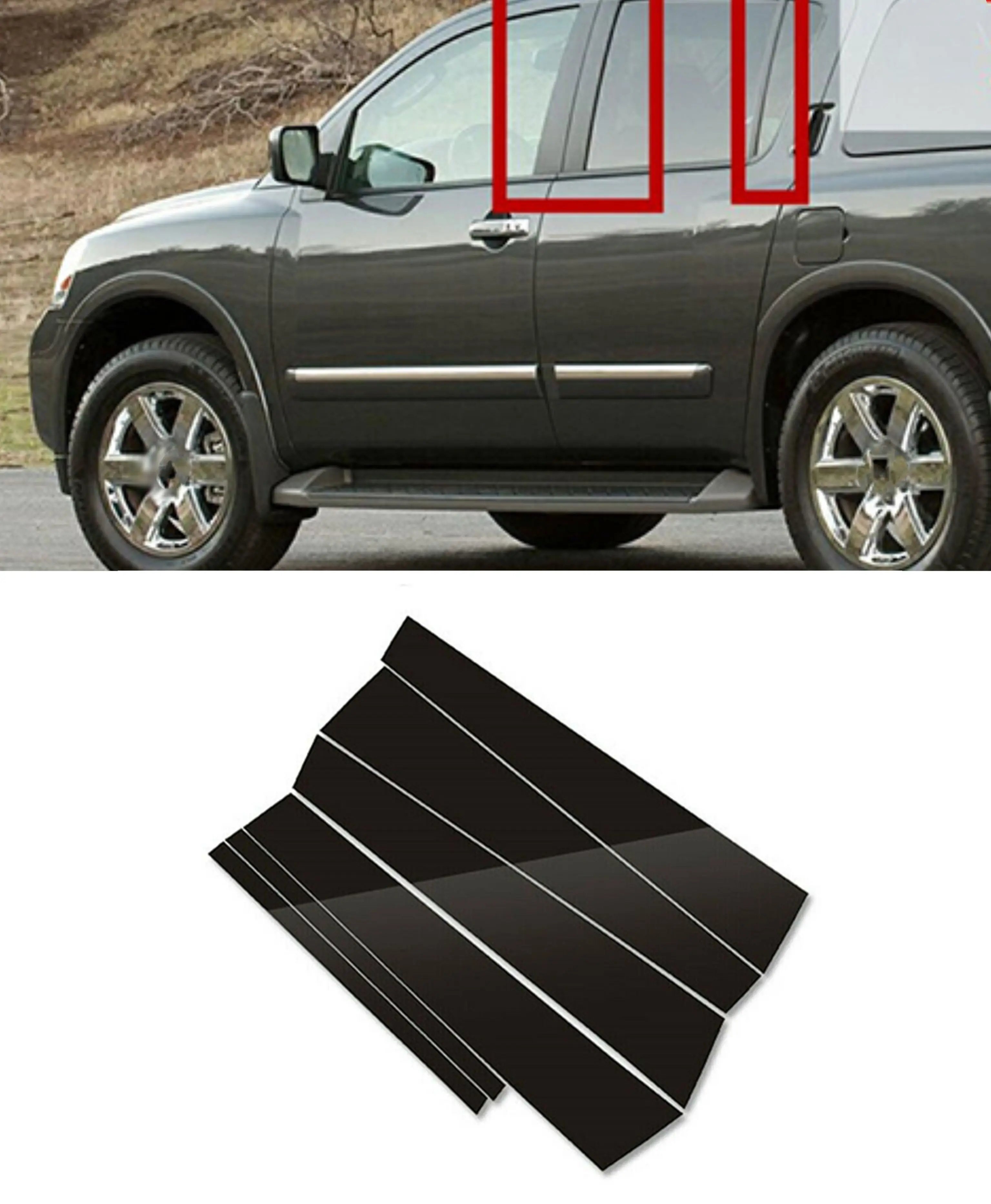 

6PCS Car Pillar Posts Stickers Cover for Nissan Armada 2005 2006 2007 2008 2009 2010 2011 2012 2013 2014 2015 Accessories