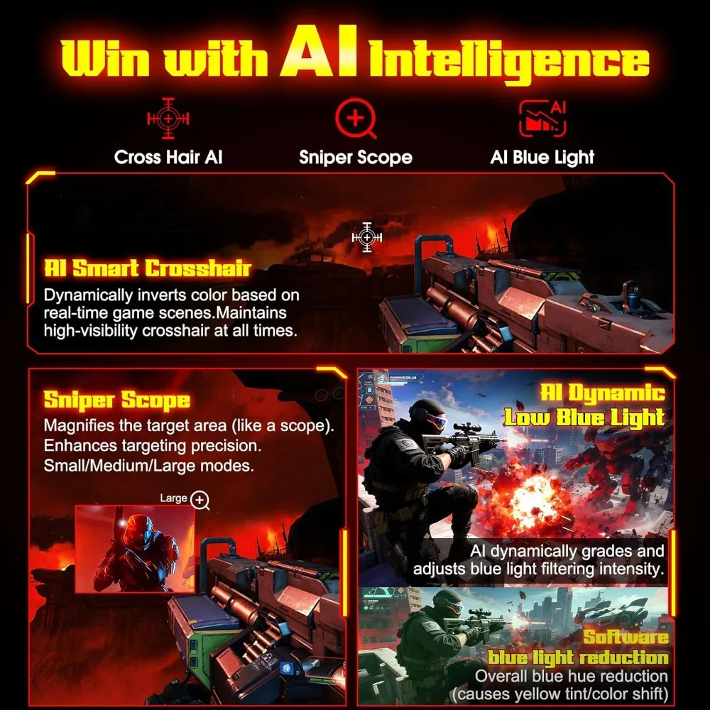 34-calowy monitor gamingowy Ultrawide UWQHD o rozdzielczości 3440x1440P i częstotliwości odświeżania 240Hz, zakrzywiony monitor 2K 21:9 1500R, szybki panel VA, PIP/PBP, krzyżak AI, AIPQ