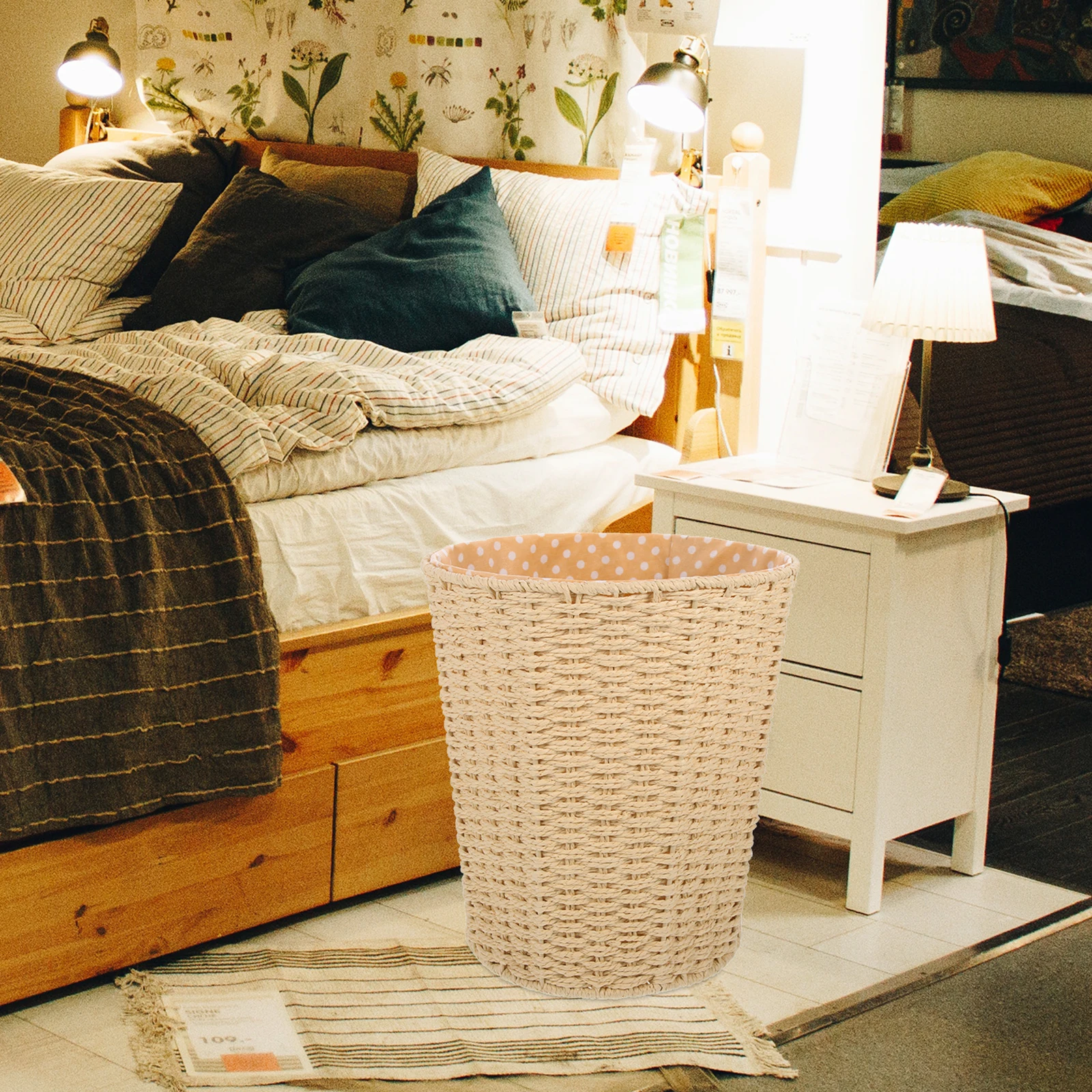 

Woven Storage Straw Laundry Hamper Trash Can H made Home Home Supplies Decor Bedroom Living Room Bathroom Container