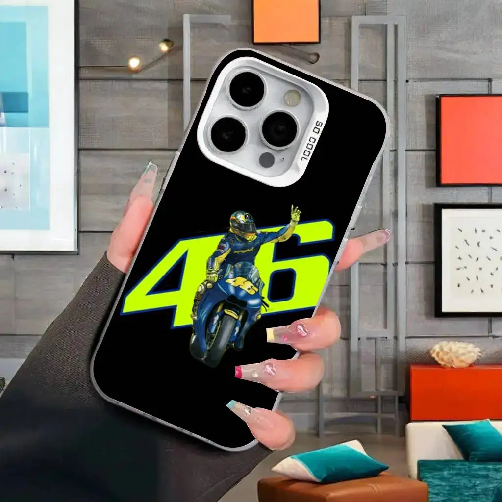 1 funda de teléfono v-valentinoS r-ossies 46 IMD Color carcasa plateada para IPhone17 16 15 14 13 12 11 Pro Max Plus