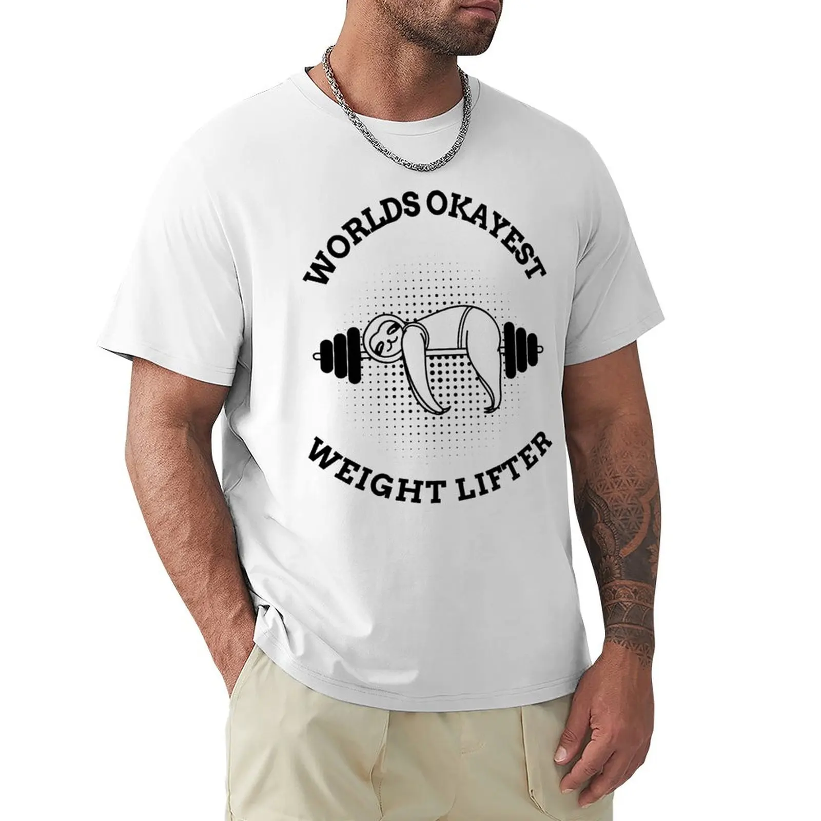 

Worlds Okayest Weightlifter Sloth T-Shirt hippie clothes cute tops shirts graphic tees mens funny t shirts