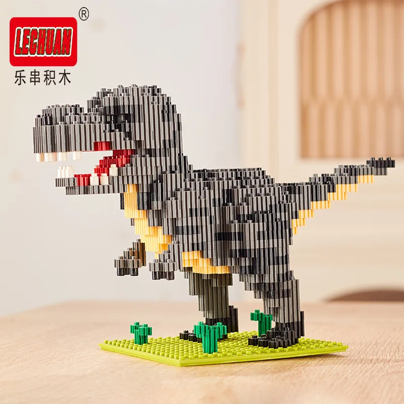 Verbindung Blöcke DIY Dinosaurier Bausteine Micro Brinquedo Tyrannosaurus Auktion Juguetes Kinder Spielzeug Junge Präsentieren Lechuan
