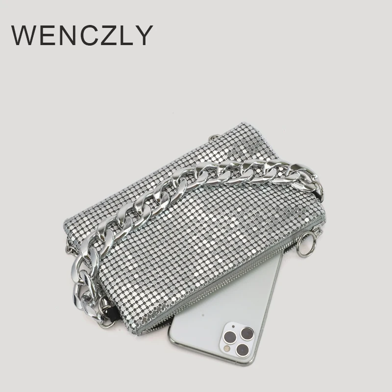 WENCZLY Bags For Women Luxury Designer Crossbody Shoulder 2023 New In Metal Style Aluminum Sheet Material Hollowed Out Small