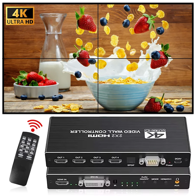 HDMI Video Wall Controller 2x2 1080P HDMI DVI Video Wall Processor 1x2 1x4 1x3 2x1 3x1 4x1 Multi Video Screen Processor Splicer