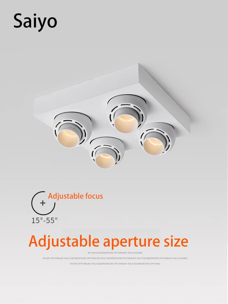 Saiyo LED Zoomable Spotlights Surface Mounted Ceiling Downlight  Adjustable Focusing Wall Spots Lighting 85-265V For Home Shop