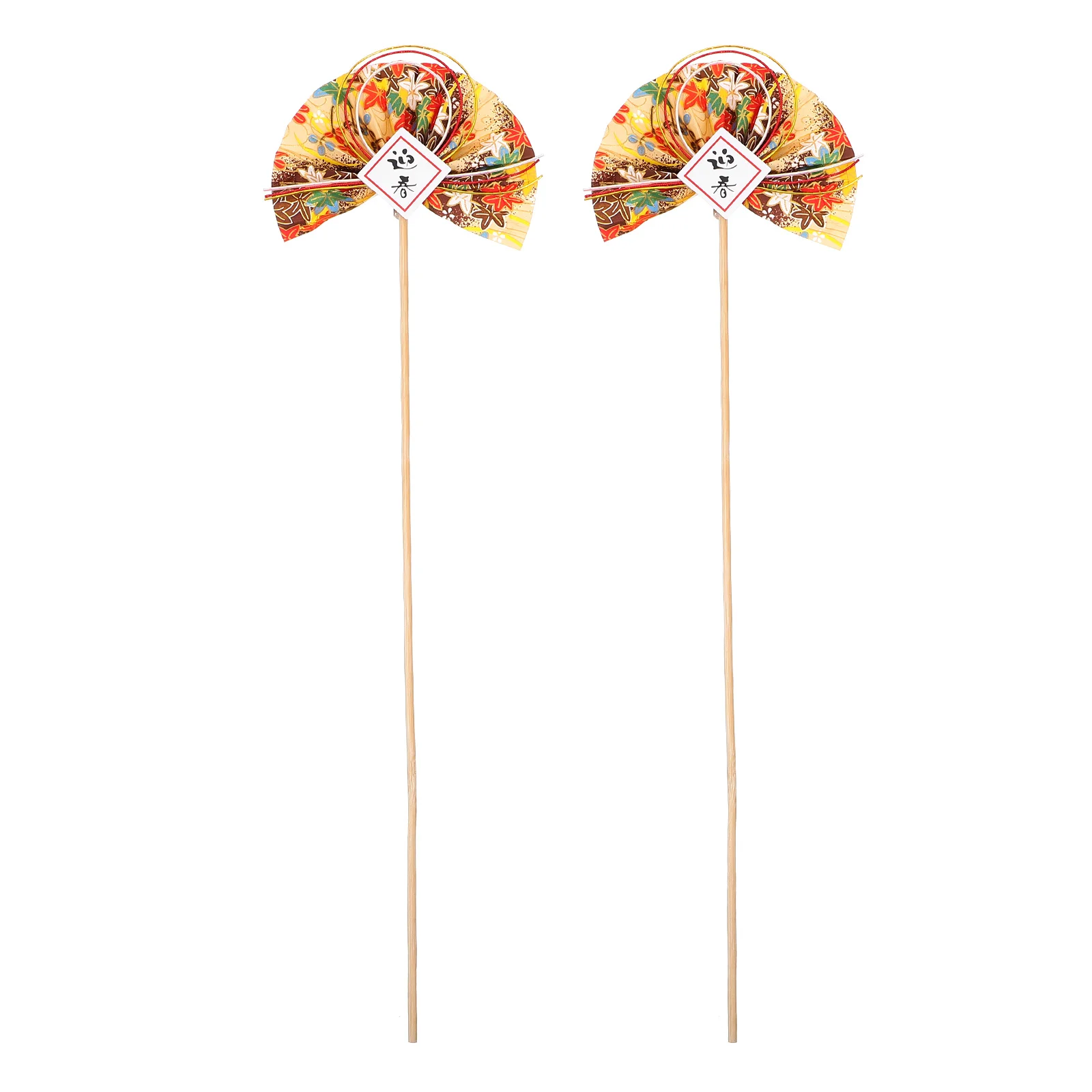 

2pcs Bamboo Stick Craft Floral Ornament Japanese Style Flower Picks Sushi Arrangement Sticks Diy Fan Pick For Home Office