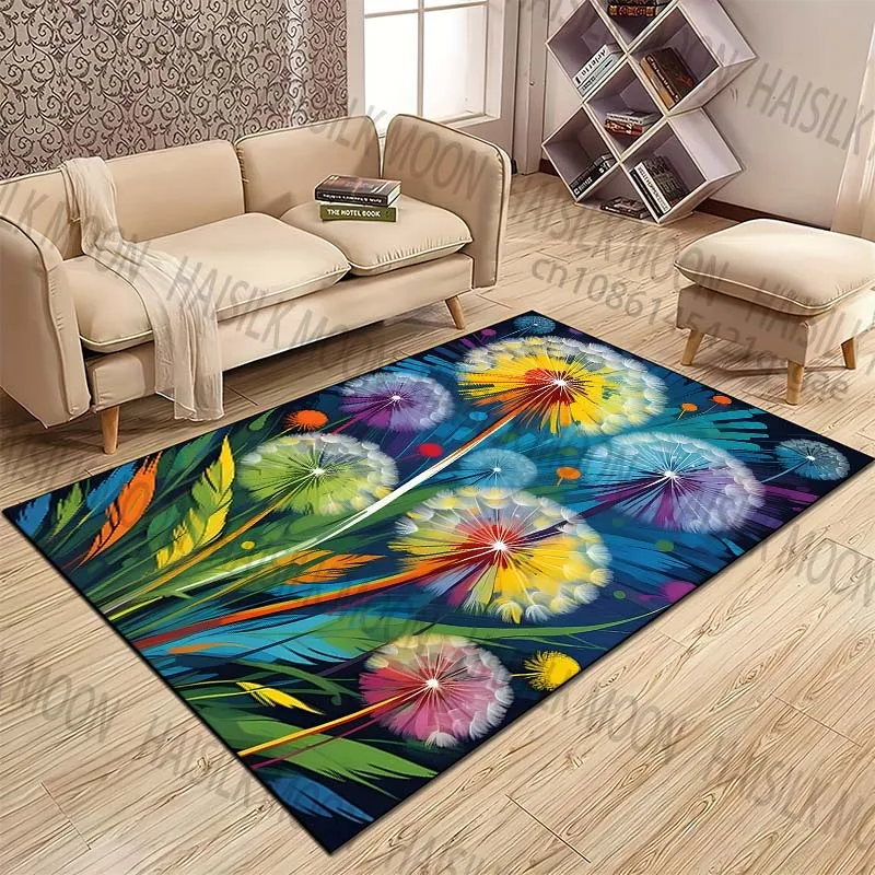 Multiple sizes Colorful dandelion art Pattern Rug Carpets for Bedroom Living Room Sofa Mat Creative Door Mat Home Decor