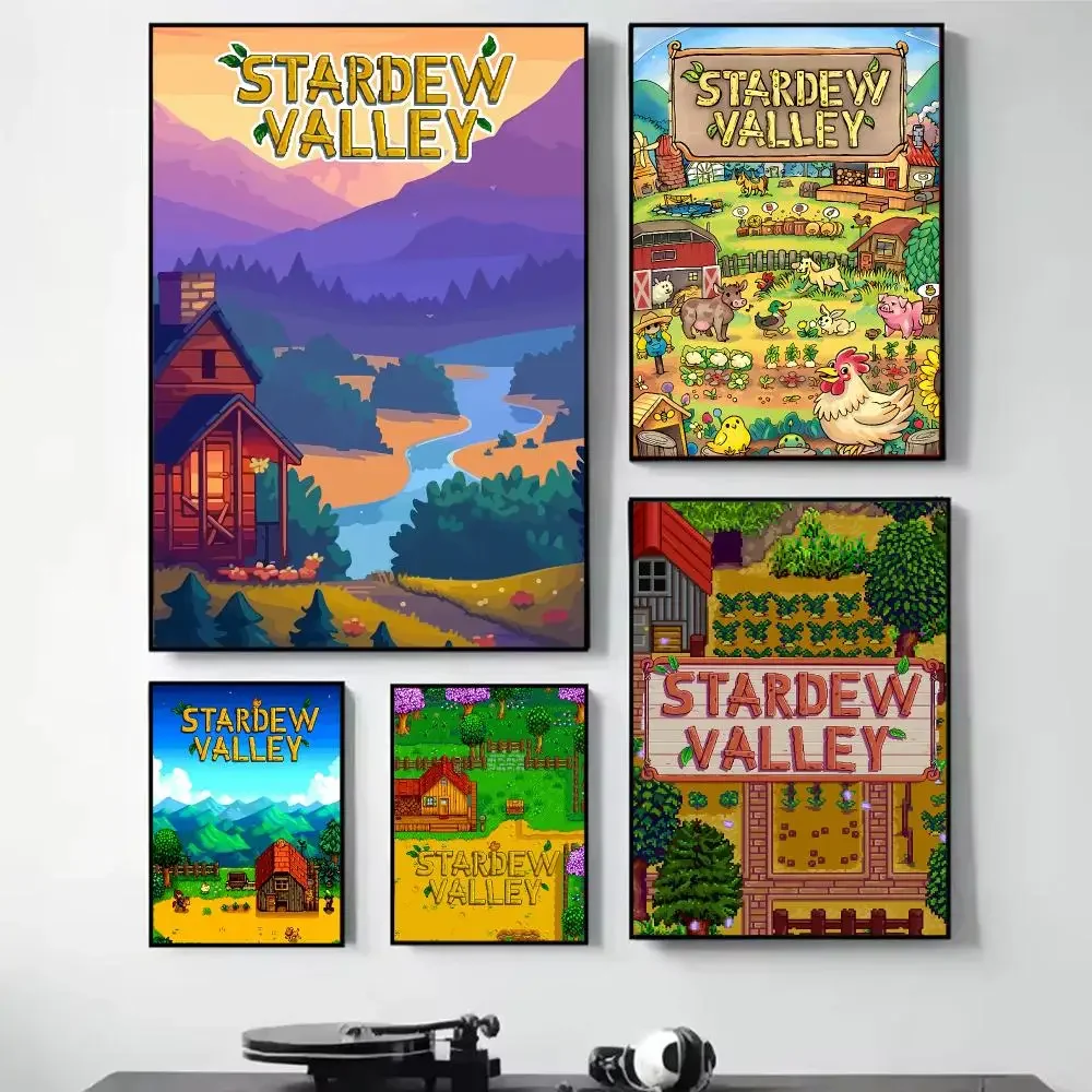 S-Stardew ValleyS Animals Chicken Painting Calligraphy Self Adhesive Wall Art Waterproof Print For Bedroom Hallway Home Decor