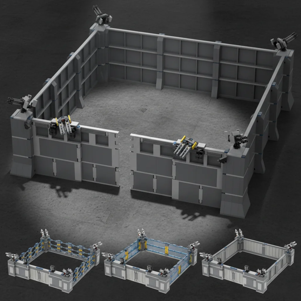 MOC Military Base Fortification Walls Building Blocks Set Army Defense System Bricks Kids Adult Toy Gift