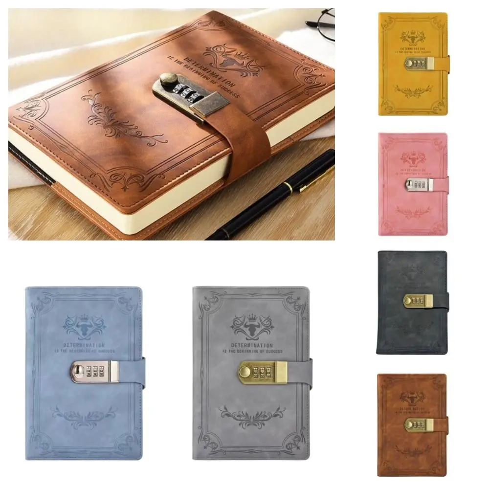 Creative Dazzling Lockable Journal Square PU PU Leather Notebook Hand Ledger Thickened Pages Premium Quality Notepad Office