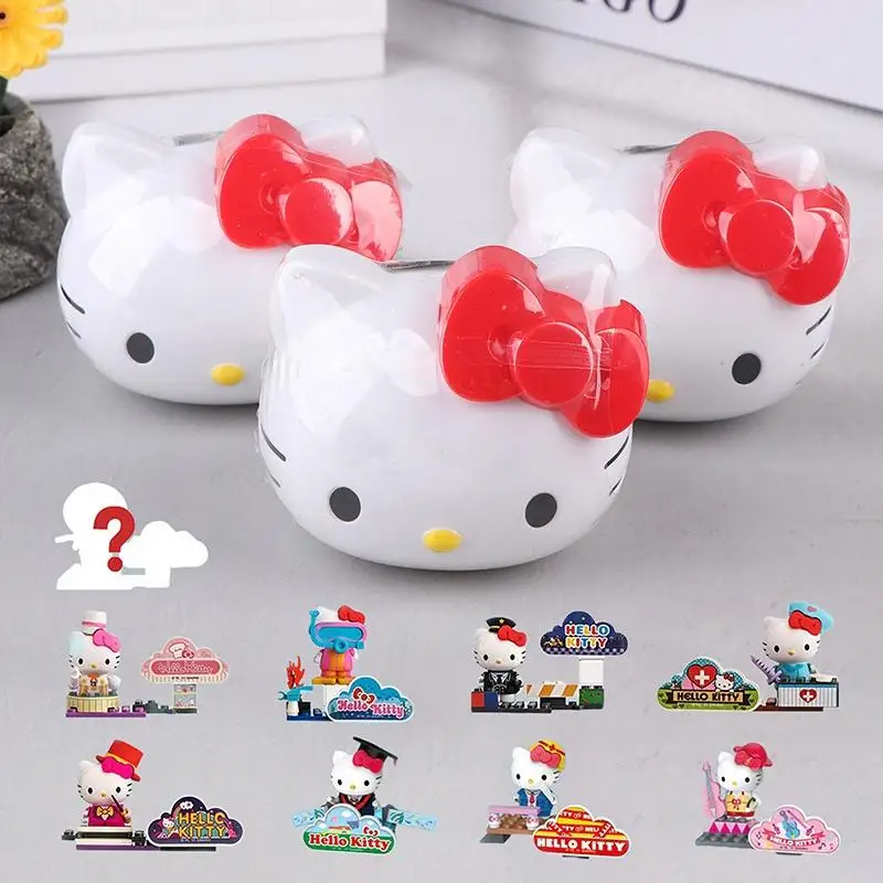 

1 шт., случайная кавайная фигурка Hellokitty, игрушка, милый мультяшный аниме-кукла, мини-настольный орнамент, украшение для дома для детей, подарки