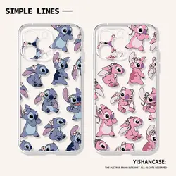 Disney Stitch Angel TPU Phone Case For iPhone 16 15 13 Pro Max 13 12 11 Pro X XR XS MAX 14 Plus Mini Cute Y2k Couple Soft Cases