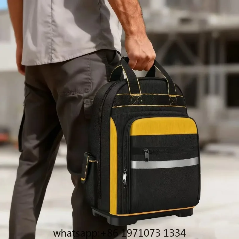 Black and Yellow Backpack-Style Tool Bag,  Electricians, Home Improvement, Fishing, and Various Repair Workers