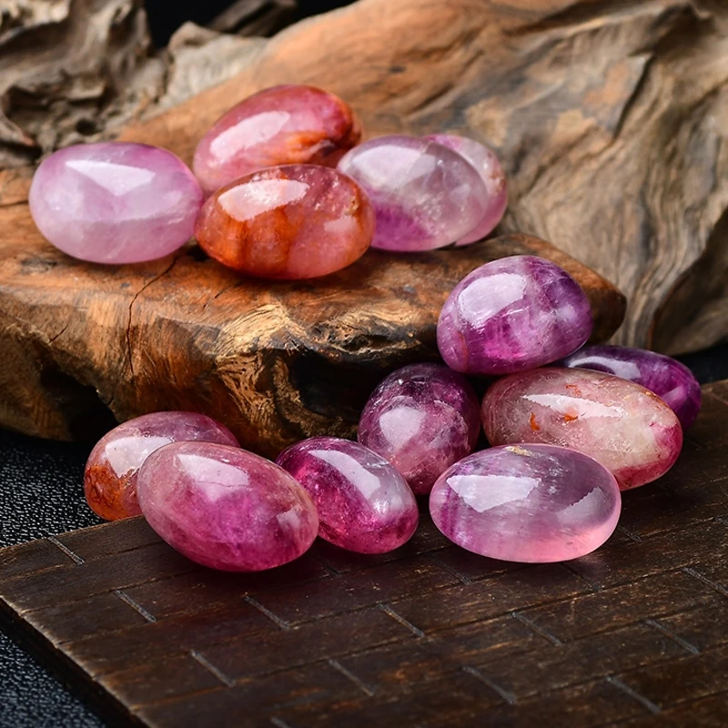 Red Purple Fluorite Tumble Stones Witchy Gifts Polished Irreuglar Chakra Quartz Tumblestone Magic Pink Magenta Crystals Gemstone